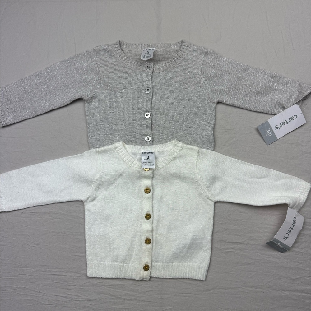 Carter's Two-Piece Baby Cardigan Set - Silver & Cream